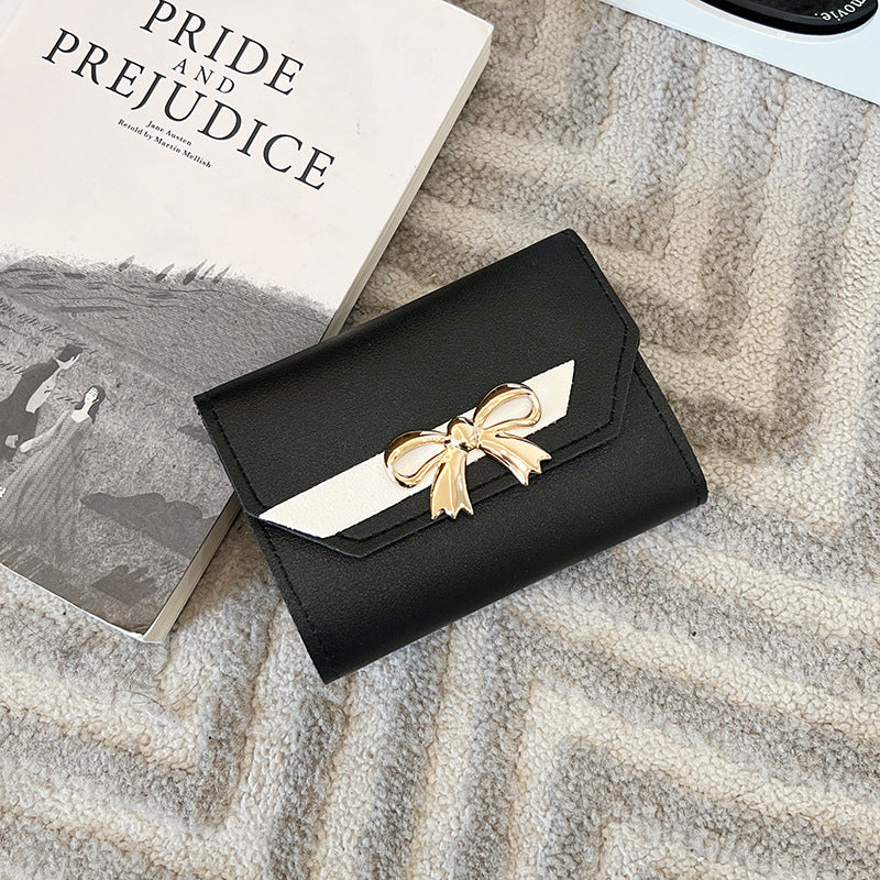 Essential Finds® Women's Bow Short Three-fold Snap Button Wallet