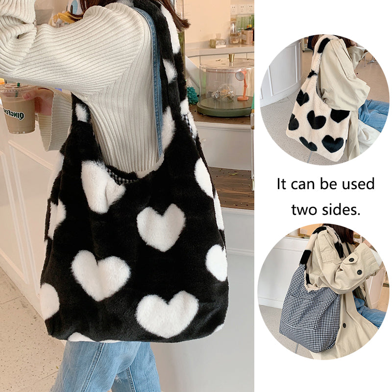 Essential Finds®  Love Heart Shoulder Bags Double Side Used Winter Underarm Bag Women