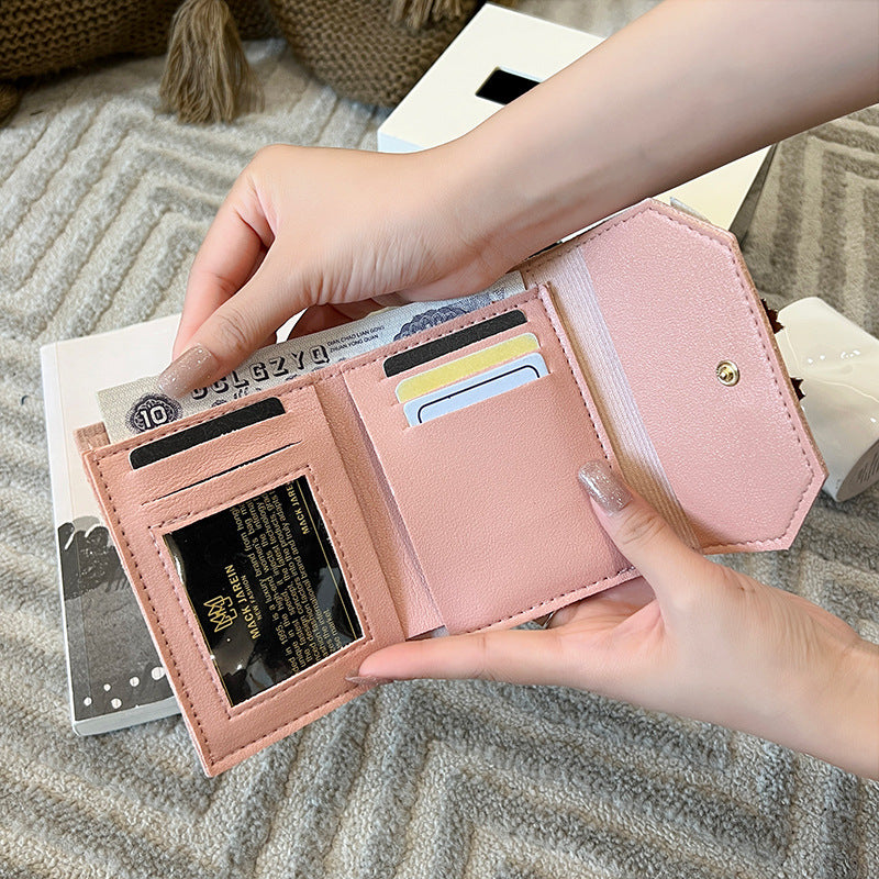 Essential Finds® Women's Bow Short Three-fold Snap Button Wallet