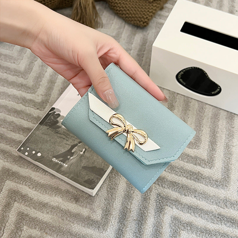 Essential Finds® Women's Bow Short Three-fold Snap Button Wallet