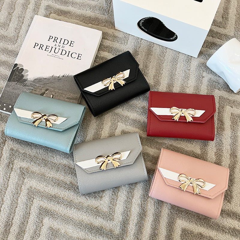 Essential Finds® Women's Bow Short Three-fold Snap Button Wallet