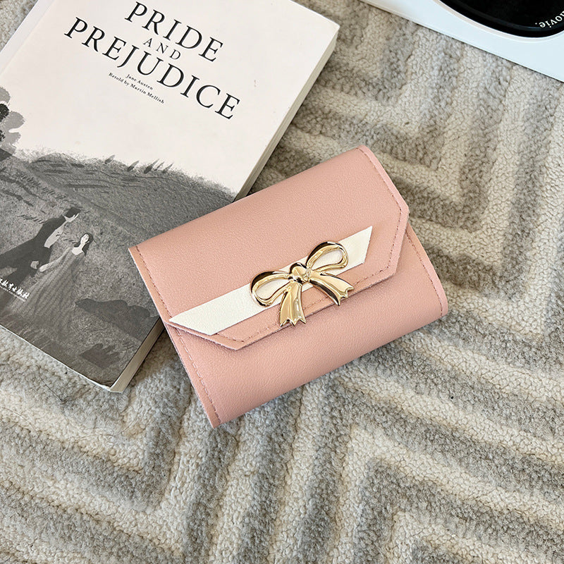 Essential Finds® Women's Bow Short Three-fold Snap Button Wallet