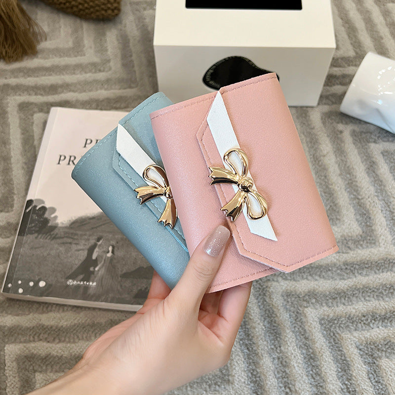 Essential Finds® Women's Bow Short Three-fold Snap Button Wallet